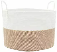 vidaXL Aufbewahrungskorb Braun und Wei&szlig; &Oslash;51x33 cm Baumwolle