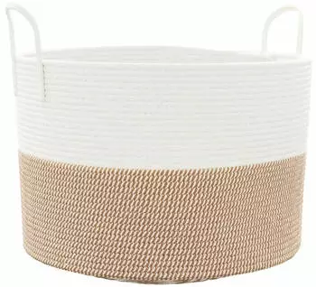 vidaXL Aufbewahrungskorb Braun und Wei&szlig; &Oslash;51x33 cm Baumwolle