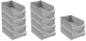 Proregal SparSet 10x Graue Sichtlagerbox 5,0 HxBxT 20 x 30 x 50 cm 21,8 Liter Sichtlagerbeh&auml;lter