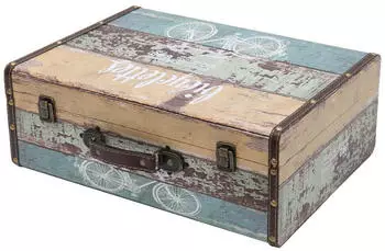 HMF VKO106 Vintage Koffer Holz 44 x 32 x 16 cm Deko Fahrrad