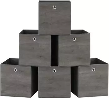 Songmics Aufbewahrungsboxen 6er-Set mit Griff, Oxford-Gewebe, 33x33x33cm, Nebelgrau (RFB133G01)
