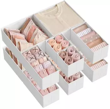 Songmics Schubladen Organizer Faltbox 12er Set, wolkenweiß (RDZ006W02)