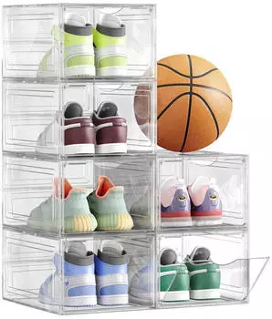 Songmics Schuhboxen 12er-Set, stapelbar, transparentes Wei&szlig;, 34x25x18,4cm (LSP032W12V1)
