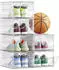 Songmics Schuhboxen 12er-Set, stapelbar, transparentes Weiß, 34x25x18,4cm (LSP032W12V1)