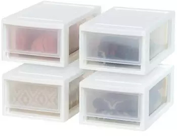 Iris Ohyama MSD-1 Kompakte Stapelschublade, Wei&szlig;, 6Qt, 4er-Pack (587652)