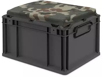 Proregal Eurobox Nextgen Seat Box Camouflage HxBxT 26,5x30x40cm 20 Liter Griffe Geschlossen Schwarz Eurobeh&auml;lter Sitzbox Transportbox