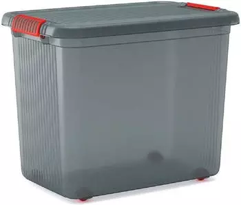 Proregal SuperSparSet 20x Mehrzweck Aufbewahrungsbeh&auml;lter MANATEE mit Deckel HxBxT 45x59x39 cm 60 Liter Grau/Orange