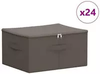 vidaXL Aufbewahrungsbox 24 pcs Grau 50 x 30 x 25 cm Vliesstoff