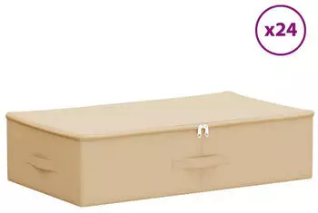vidaXL Aufbewahrungsbox 24 pcs Creme 70 x 40 x 18 cm Vliesstoff