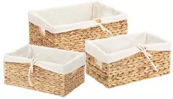 vidaXL Aufbewahrungsk&ouml;rbe 3 pcs Natur 40 x 30 x 18 cm Wasserhyazinthe