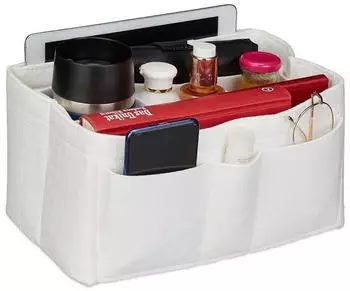 Relaxdays Taschenorganizer Handtasche Filz wei&szlig; Wei&szlig;
