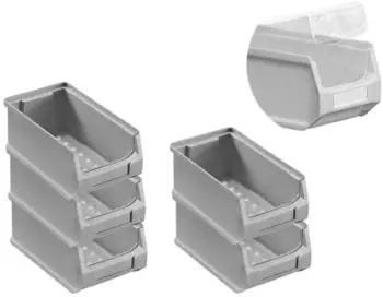 Proregal SparSet 5 x Graue Sichtlagerbox 2.0 Mit Abdeckung HxBxT 7,5 x 10 x 17,5 cm 0,8 Liter Sichtlagerbeh&auml;lter Sichtlagerkasten