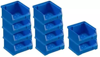 Proregal SparSet 10x Blaue Sichtlagerbox 1,0 HxBxT 6 x 10 x 10 cm 0,4 Liter Sichtlagerbeh&auml;lter
