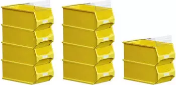 Proregal SparSet 10 x Gelbe Sichtlagerbox 4.0 Mit Abdeckung HxBxT 15 x 20 x 35 cm 7,2 Liter Sichtlagerbeh&auml;lter Sichtlagerkasten