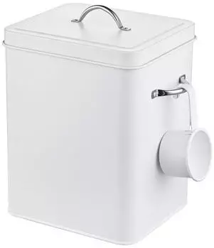 Relaxdays Waschmittelbox Metall 6 Liter Wei&szlig;