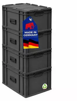 Proregal Supersparset 4x Eurobox Nextgen Portable HxBxT 33,5x40x60cm 65 Liter Schwarz Eurobeh&auml;lter Transportbox Transportbeh&auml;lter