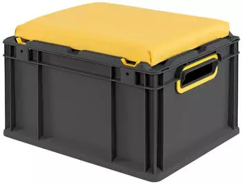 Proregal Eurobox Nextgen Seat Box Gelb HxBxT 26,5x30x40cm 20 Liter Griffe Offen Schwarz Eurobeh&auml;lter Sitzbox Transportbox