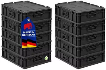 Proregal Supersparset 10x Eurobox Nextgen Portable HxBxT 13,5x40x60cm 23 Liter Schwarz Eurobeh&auml;lter Transportbox Transportbeh&auml;lter
