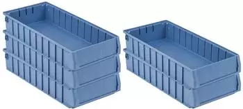 Proregal SparSet 5 x Regalkasten 500 BN Mit Etikett und Schutzhaube HxBxT 9 x 23,4 x 50 cm 7,8 Liter Sichtlagerkasten Sortimentskasten