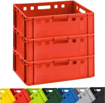 Buri Eurofleischerkiste E2 rot, 60x40x20cm, 3er-Set (E2)
