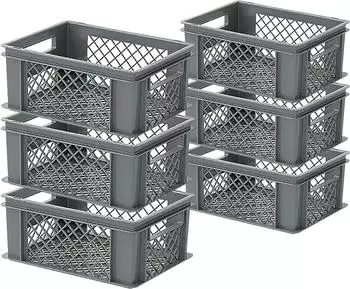 BRB Stapelkorb / Eurobehälter 400x300x175mm, 16L, grau, 6er-Pack (00032089)