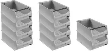 Proregal SparSet 10x Graue Sichtlagerbox 5,1 mit Griffstange HxBxT 20 x 30 x 50 cm 21,8 Liter Sichtlagerbeh&auml;lter