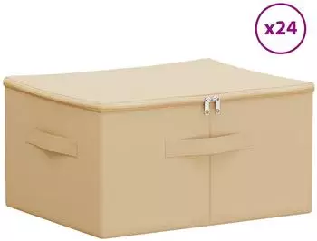 vidaXL Aufbewahrungsbox 24 pcs Creme 50 x 30 x 25 cm Vliesstoff