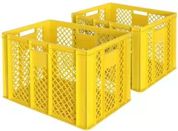 BRB Eurobeh&auml;lter/B&auml;ckerkiste durchbrochen 600x400x410mm, gelb, 2er-Set (21512)