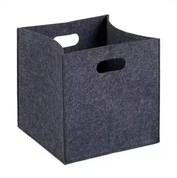 Relaxdays Faltbarer Filz-Aufbewahrungskorb, quadratisch, 23l, Anthrazit, 4er-Set