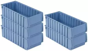 Proregal SparSet 5 x Regalkasten 500 BH Mit Etikett und Schutzhaube HxBxT 14 x 23,4 x 50 cm 12,6 Liter Sichtlagerkasten Sortimentskasten