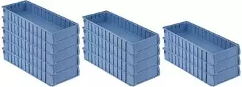 Proregal SuperSparSet 12 x Regalkasten 600 BN Mit Etikett und Schutzhaube HxBxT 9 x 23,4 x 60 cm 9,4 Liter Sichtlagerkasten Sortimentskasten
