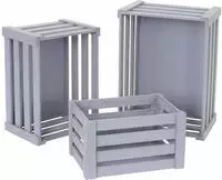 Mendler 3er Set Holzkiste HWC-C56, Weinkiste Dekokiste Aufbewahrungskiste...