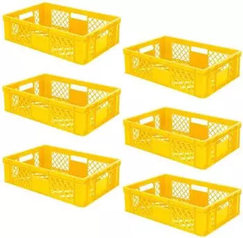 BRB Eurobeh&auml;lter durchbrochen, PE-HD, lebensmittelecht, 600x400x150mm, gelb, 6er-Pack (24520)