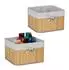 Relaxdays Aufbewahrungskorb Set Bambus Natur Mit Stoffeinlage 2er Pack 20 cm x 31 cm x 31 cm 0,48 kg