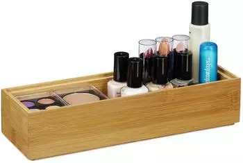Relaxdays Aufbewahrungsbox aus Bambus, stapelbar, natur, 2er-Set