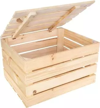 Creative Deco Holzkiste mit Deckel, natur, 50x40x30cm (JAN-CD-KUFER-NATURAL-50x40x30)