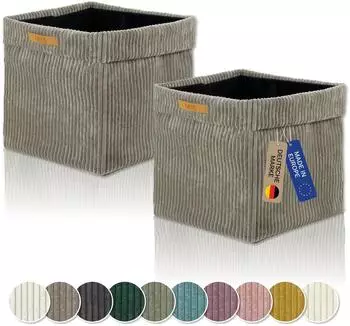 Lycce Aufbewahrungskorb Cord 2P faltbar, taupe, 2er-Pack (33x33x31cm)