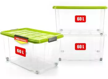 BigDean 3 St&uuml;ck 60 L Aufbewahrungsbox mit Deckel Gro&szlig; Limegr&uuml;n Rtapelbare Robuste Box
