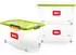 BigDean 3 Stück 60 L Aufbewahrungsbox mit Deckel Groß Limegrün Rtapelbare Robuste Box