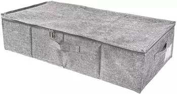 Intirilife Unterbettkommode mit Rei&szlig;verschluss und Griffen, Vlies, grau, 75,5x39x16cm (IL-100872)
