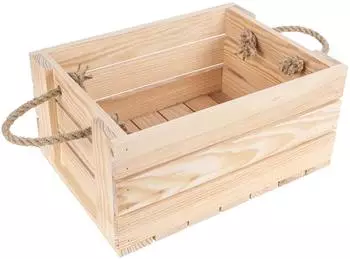 Creative Deco Holzkiste mit Juteseil-Griffen 33,5x24x14,5cm