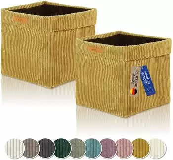 Lycce Cord 2P faltbare Aufbewahrungsbox 33x33x31cm, senfgelb, 2er-Pack