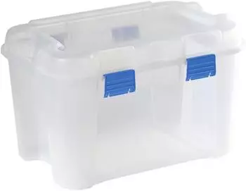 Curver TOTEM Box Aufbewahrungsbox 60L, transparent/blau (243696)