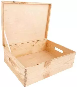 Creative Deco Holzkiste mit Deckel und Griffen, unlackiert, 40x30x14cm (JAN-CD-SD140)
