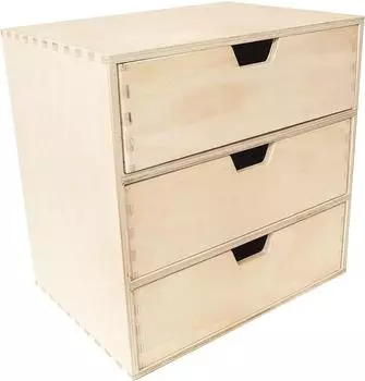 Creative Deco Schubladenbox 3 Schubladen, Birken-Sperrholz, 28,5x20x28,5cm