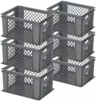 Brb 6x Stapelkorb / Eurobeh&auml;lter, Lxbxh 400 X 300 X 220 Mm, Grau, Boden Geschlossen