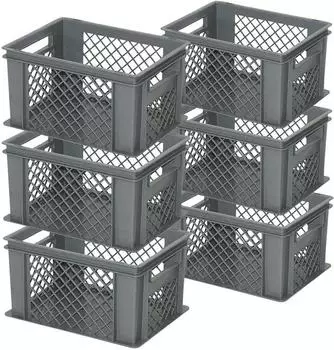 BRB Eurobehälter 400x300x220mm grau, Boden geschlossen, 6er-Set (32096)