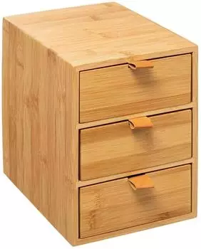 Paris Prix Aufbewahrungsbox 3 Schubladen, Bambus mit Lederriemen (FIVE-174664)