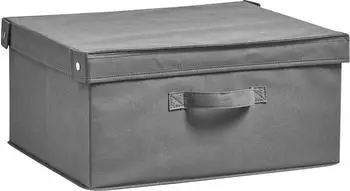 Zeller Aufbewahrungsbox faltbar mit Deckel, Vlies, grau, 41x35x20cm (14606)