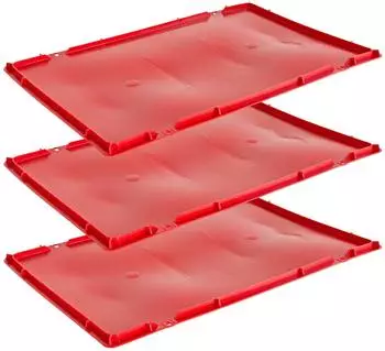 Kingpower Deckel f&uuml;r Fleischerkiste / Eurobox 40x60cm, rot, 3er-Set